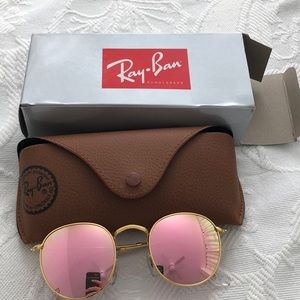 Ray bans round pink reflective sunglasses